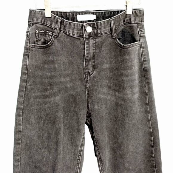 Blueberry High Rise Straight Cropped Ankle Jeans Sz M 2 Black Stretch Denim - Picture 3 of 6